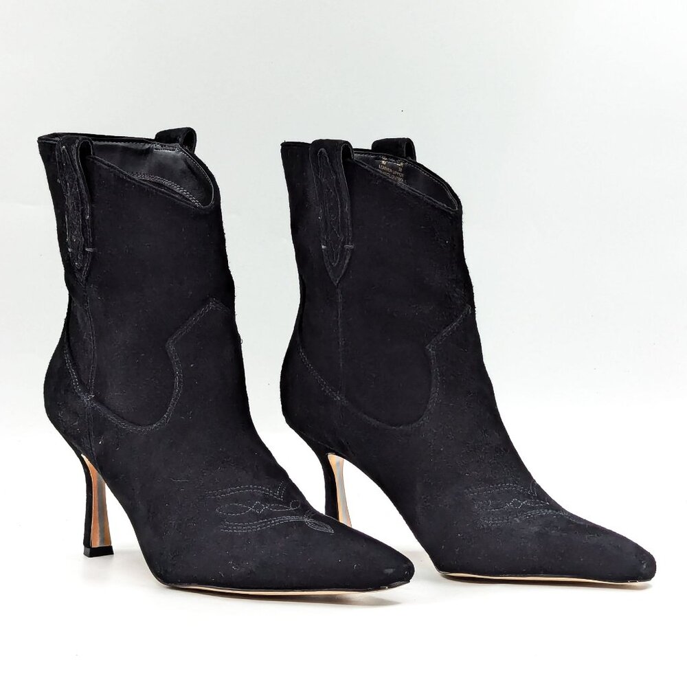 Sam Edelman Women Moe Western Cowboy Black Suede Boots size 8